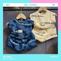 Quần áo trẻ em mùa hè, Bộ quần áo 3 lỗ bé trai chất liệu cotton họa tiết loang MOLANG đính tặng kèm tag xích 8-19kg