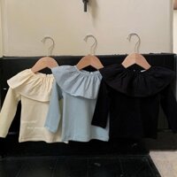 Quần áo trẻ em mùa thu mới bé gái áo thun cổ lá sen dài tay đa năng 2024