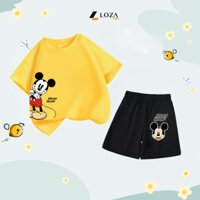 Quần áo trẻ em nam nữ hình Mickey - Bộ đồ hè cho bé trai, bé gái từ 15-40kg - Loza Kids SB226
