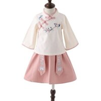 Quần áo trẻ em phong cách dân tộc Trung Quốc, bộ Hanfu cho bé gái, Qipao, bộ đồ Tang Trung Quốc cho bé gái, trang phục mùa xuân thu, trang phục vườn, trang phục trà