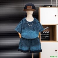 Quần áo trẻ em, Quần áo bé trai mùa hè chữ dập nổi vải cotton wash đá mềm thoáng mát