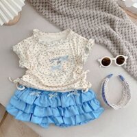 Quần áo trẻ em, Quần áo hè bé gái, áo thun bèo và chân váy xòe nhiều tầng cho bé 9-25kg S1842 | Tiểu Yến KID