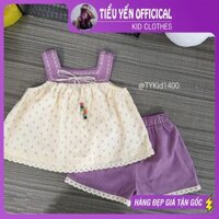 Quần áo trẻ em, Quần áo hè bé gái, set 2 dây thô hoa tím và quần thô mềm cho bé 9-25kg S1400 | Tiểu Yến KID