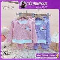 Quần áo trẻ em, Quần áo thu đông bé gái, bộ nỉ mèo 2 màu cho bé 9-21kg S1704 | Tiểu Yến KID
