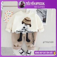 Quần áo trẻ em, Quần áo thu đông bé trai, set nỉ cừu 3D, chất nỉ dày dặn cho bé 8-20kg S1600 | Tiểu Yến KID