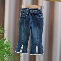 Quần áo trẻ em, Quần jean ống loe bé gái, chất jean mềm cho bé 9-23kg