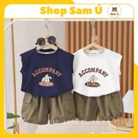 Quần áo trẻ em Shop Sam Ú phong cách khỏe khoắn thoáng mát Áo Cotton co dãn 4 chiều quần Đũi mềm- Bộ đồ bé trai 7-21Kg