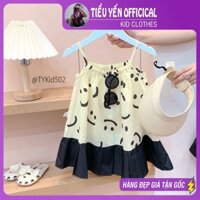 Quần áo trẻ em, Váy hè bé gái, váy 2 dây thô mềm họa tiết mặt cười cho bé 9-27kg V502 | Tiểu Yến KID