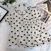 Quần áo và quần Short ngắn tay họa tiết tình yêu gợi cảm Bộ đồ mặc nhà