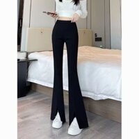 Quần Âu hơi loe xẻ tà Jiashucheng quần dài lau sàn rộng rãi cho nữ quần ống đứng ỐNg RộNg cạp cao