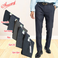 Quần âu màu xám đậm, thương hiệu Amazing, vải vân chìm, ống đứng, không ly - Xám trung-1502 - 29