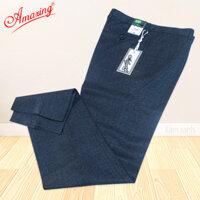 Quần âu màu xám đậm, thương hiệu Amazing, vải vân chìm, ống đứng, không ly - Xám xanh-0901 - 35