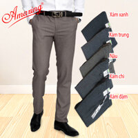 Quần âu màu xám đậm, thương hiệu Amazing, vải vân chìm, ống đứng, không ly - Màu nâu-1101 - 29