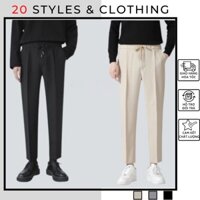 Quần âu nam 20STYLES cạp chun co giãn, baggy phong cách hàn quốc hot trend 2024