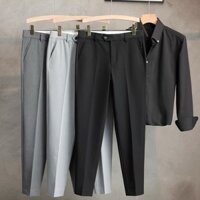 Quần âu nam cao cấp màu đen ghi xám , quần tây nam công sở hàn quốc cao cấp ống đứng côn suông rộng co giãn bigsize