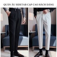 Quần âu nam có đai chỉnh eo Sidetab cạp cao dáng baggy chất vải tuyết mưa-QAU2C