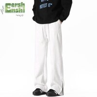 Quần âu nam EERSHENSHI, trắng xám, phong cách Mỹ, dây kéo bên hông, quần thẳng loe