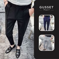 Quần âu nam hàn quốc ống côn công sở vải tuyxi mềm mịn, thiết kế trẻ trung thời trang gusset