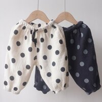 Quần Âu Nam Ôm Sát In Họa Tiết Chấm Bi, Quần Âu Buộc Chân