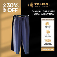 Quần Âu Nam Ống Suông Cạp Chun, Quần Tây Baggy Nam Chống Nhăn Không Bai Không Xù | TOLISO