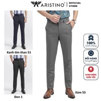 Quần Âu Nam Quần Tây Công Sở Cao Cấp ARISTINO ATRR03 Trơn Màu Dáng Ôm Công Nghệ Nếp Ly Vĩnh Viễn Vải Polyester Mềm Mại