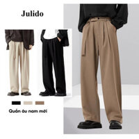 Quần Âu Nam Quần Tây Nam Cạp Chun Sau Kèm Đai Ống Rộng Vải Tuyết Mưa Phong Cách Hàn Quốc