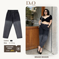 Quần Baggy Bigsize 54-88kg Quần Jean Nữ Cạp Cao Tôn Dáng Màu Xám Ombre 3223 Không Giãn Dài 97cm