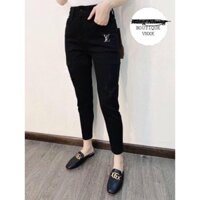 Quần baggy bigsize nữ, quần jean baggy đen thêu vải co giãn 4 chiều ✔️