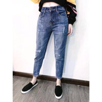 Quần baggy bigsize rách cao cấp.quần jean nữ, quần jean baggy lưng thun vải co giãn