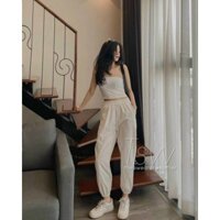 Quần Baggy Bo Chun Gấu Tôn Dáng-Chất Thô Mát