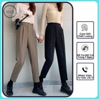 Quần Baggy Cạp Cao Chất Vải Tuytsi Cao Cấp Khóa Sườn Tạo Phong Cách Trẻ Trung