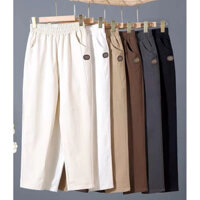 Quần Baggy Chất Kaki Bigsize Nữ Lưng Thun , Quần Kaki Nữ Logo Thời Trang Phù Hợp Cho Mọi Lứa Tuổi