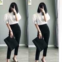 Quần Baggy Chun Sau Vải Sạn Cát Hàn Dáng Lỡ