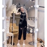 Quần Baggy Đen Jeans Rách