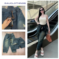 Quần baggy jean bò lưng chun cạp cao Quần jean nữ dáng bagy hàng Qc không giãn xịn đẹp Quần Bò Jean Baggy Xước Cá Tính