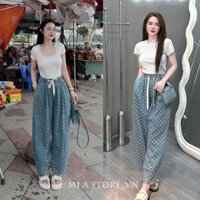 Quần Baggy Jean Giấy Nữ Dáng Thụng Cạp Chun Lưng Cao In Họa Tiết Siêu Đẹp 049