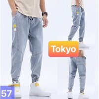 QUẦN BAGGY JEAN NAM CHẤT BÒ XANH ỐNG RỘNG LƯNG THUN CẠP CHUN ỐNG TÚM NHẬT BẢN CAO CẤP TK-57 TOKYO FASHION
