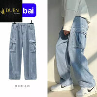 QUẦN BAGGY JEAN NAM  ỐNG SUÔNG RỘNG TÚI HỘP CHẤT BO PHONG CACH HOT TREND 2023- DB 1112- DUBAI FASHION