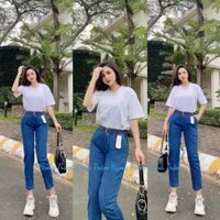 Quần baggy jean nữ 9 tấc hàng co giãn lưng thun