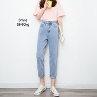 Quần Baggy Jean Nữ Bigsize 58-90kg, Quần Bò Big Size Cạp Cao Fullsize 30-38 - Smile Bigsize