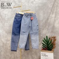 Quần baggy jean nữ cao cấp màu loan nắp túi siêu đẹp form to- HÌNH CHỤP THẬT
