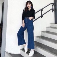 Quần baggy jean nữ cạp cao, quần baggy ống rộng J139