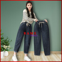 Quần Baggy Jean Nữ Cạp Cao Lưng Chun Dáng Thụng Quần Bò Nữ Cạp Thun