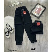 Quần Baggy jean nữ đen trơn không co giãn, cạp cao siêu hách dáng Pants Jean trẻ trung năng động mã 441