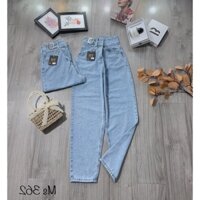 Quần baggy jean nữ mẫu trơn đơn giản phối khuy bản lưng siêu đẹp MS362