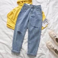 Quần baggy jean nữ ống túm