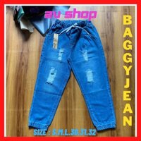 Quần Baggy Jean Nữ Rách Bo Lai M11 SIZE ĐẠI