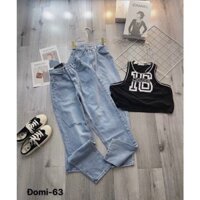 Quần baggy jean nữ rách gối 1 line Lê Huy Fashion kiểu 1 nút hàng đẹp MS 63
