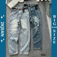 Quần baggy jean nữ rách gối Bigsize 55kg-90kg kiểu dáng baggy nữ rách dài 98cm MS244 2KJeans