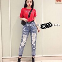 Quần baggy jean nữ rách hàn quốc.